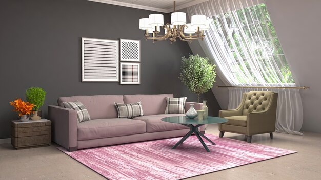 Illustration of the living room interior