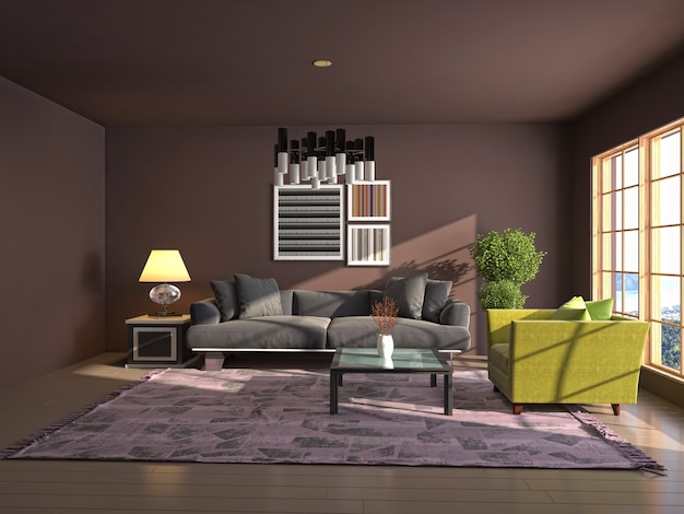 Illustration of the living room interior