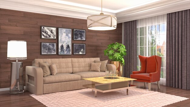 Illustration of the living room interior