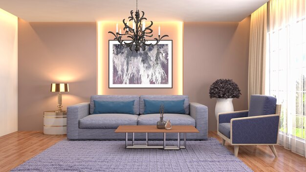 Illustration of the living room interior