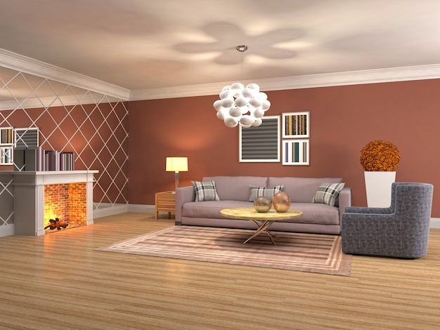 Illustration of the living room interior