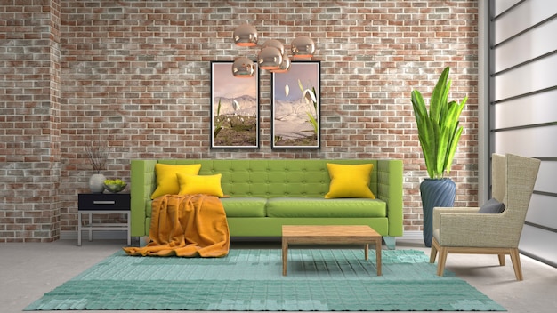 Illustration of the living room interior