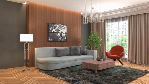 Illustration of the living room interior