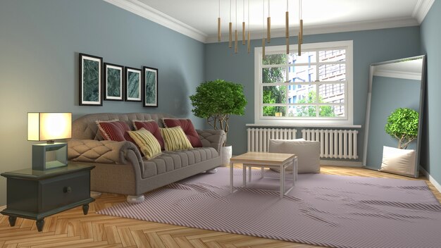 Illustration of the living room interior