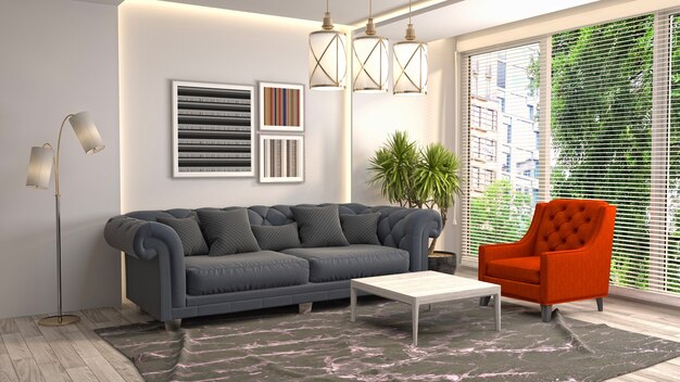 Illustration of the living room interior