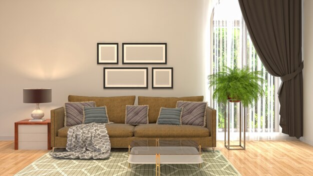 Illustration of the living room interior