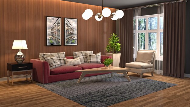 Illustration of the living room interior