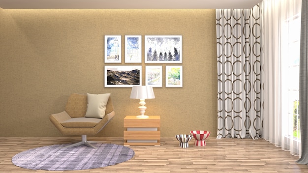 Illustration of the living room interior