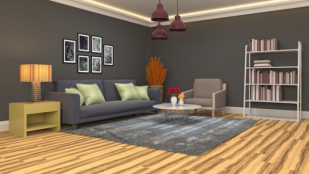 Illustration of the living room interior