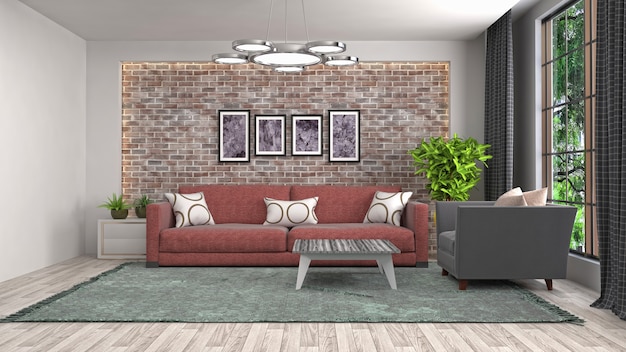 Illustration of the living room interior