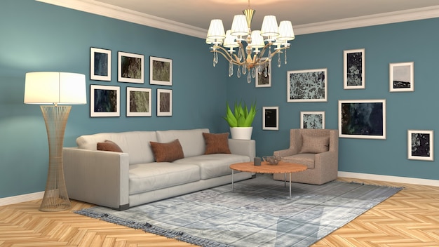 Illustration of the living room interior