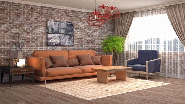 Illustration of the living room interior