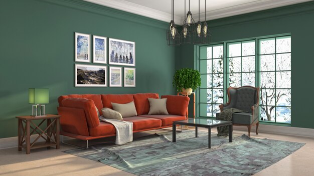 Illustration of the living room interior