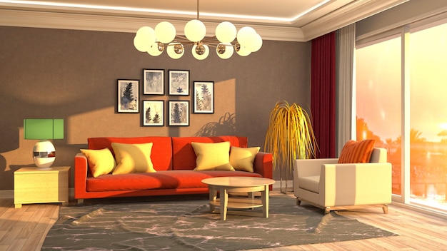 Illustration of the living room interior