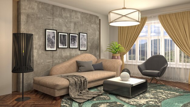 Illustration of the living room interior