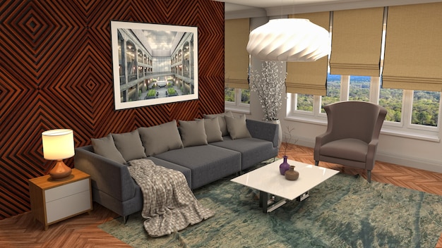 Illustration of the living room interior