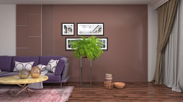 Illustration of the living room interior