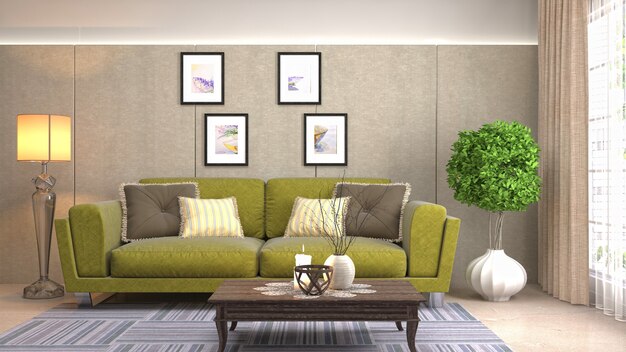 Illustration of the living room interior