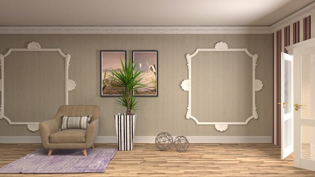 Illustration of the living room interior