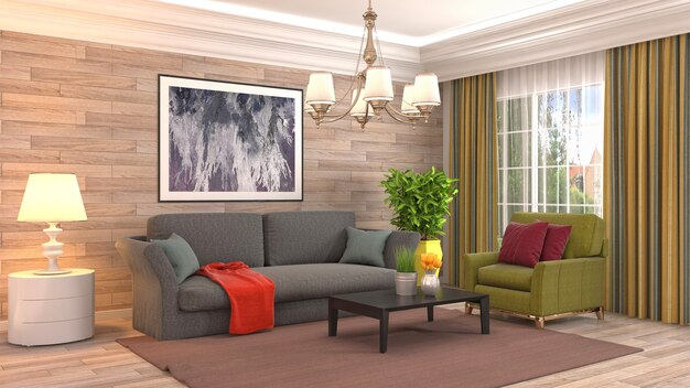 Illustration of the living room interior