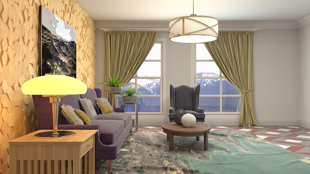 Illustration of the living room interior