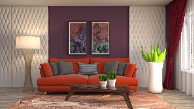 Illustration of the living room interior