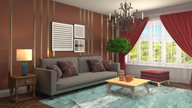 Illustration of the living room interior