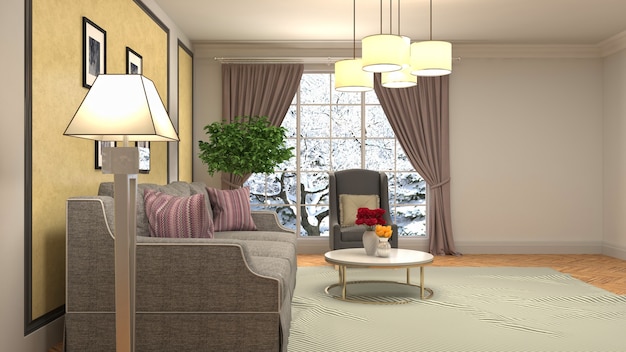 Illustration of the living room interior