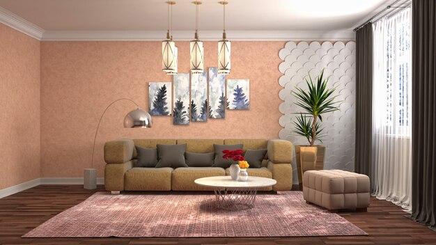 Illustration of the living room interior