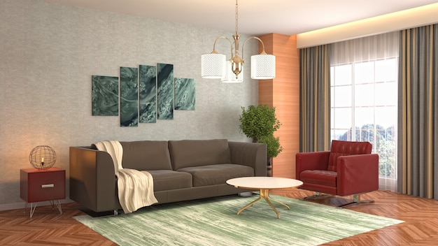 Illustration of the living room interior