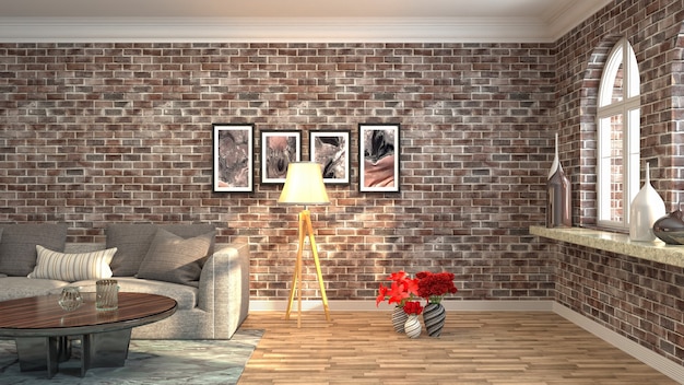 Illustration of the living room interior