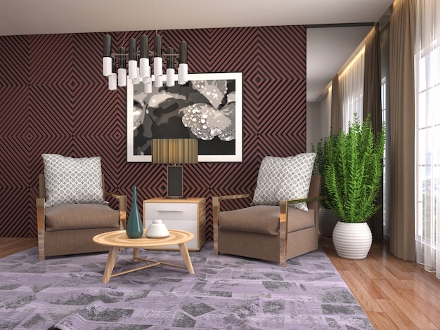 Illustration of the living room interior