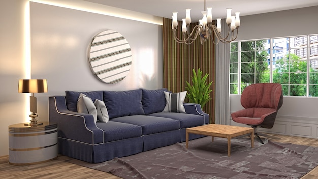 Illustration of the living room interior