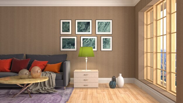 Illustration of the living room interior