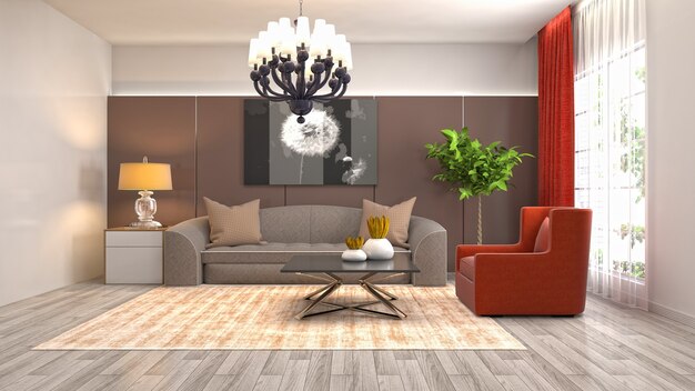 Illustration of the living room interior