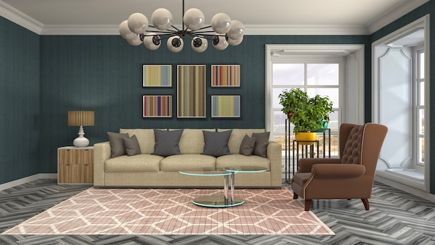 Illustration of the living room interior