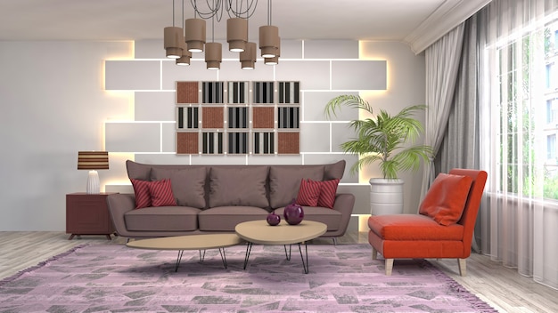 Illustration of the living room interior