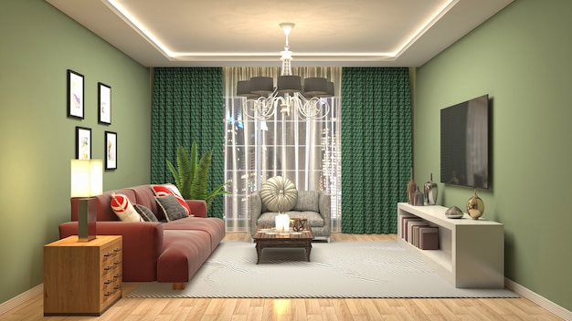 Illustration of the living room interior