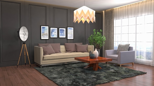 Illustration of the living room interior