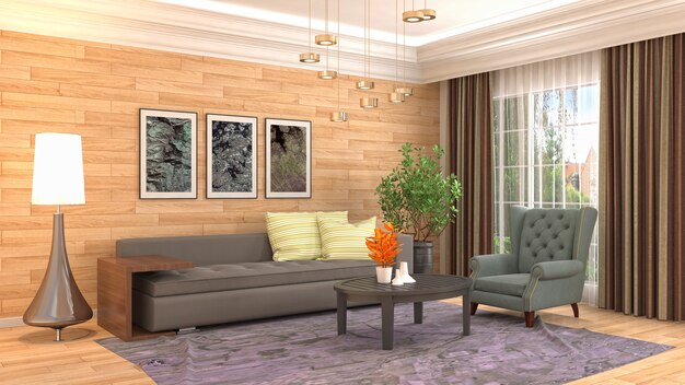 Illustration of the living room interior