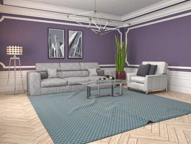 Illustration of the living room interior