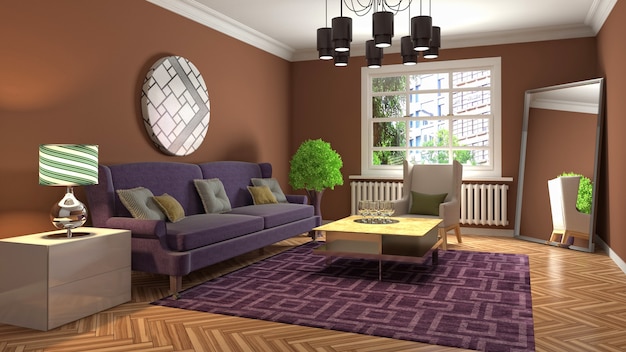 Illustration of the living room interior