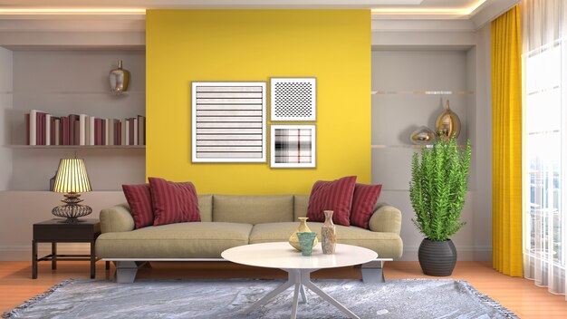 Illustration of the living room interior