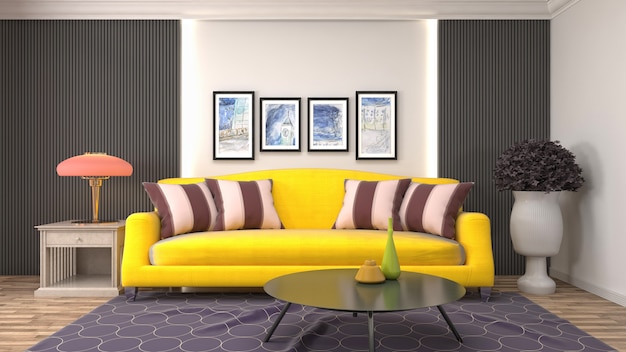 Illustration of the living room interior