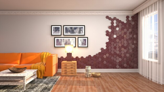 Illustration of the living room interior