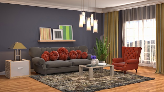 Illustration of the living room interior