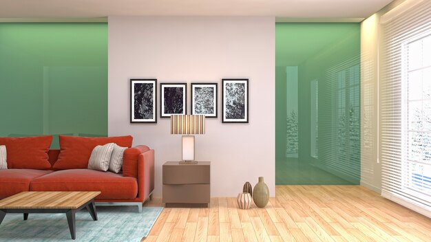 Illustration of the living room interior