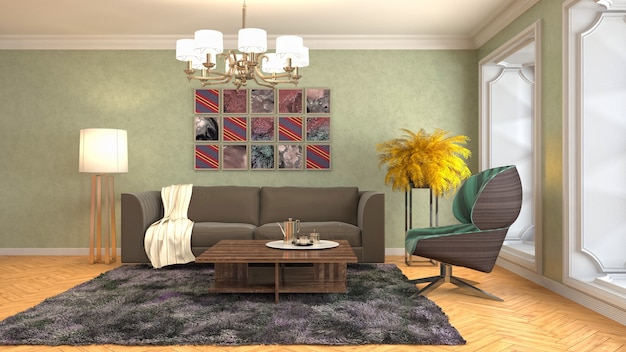 Illustration of the living room interior