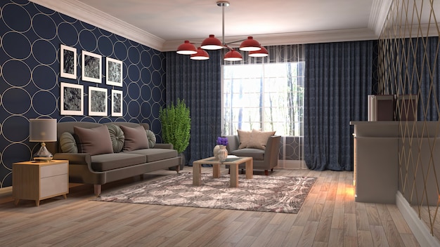 Illustration of the living room interior