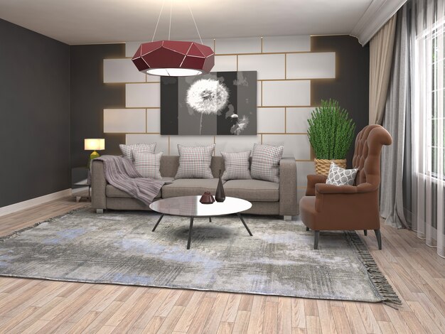 Illustration of the living room interior